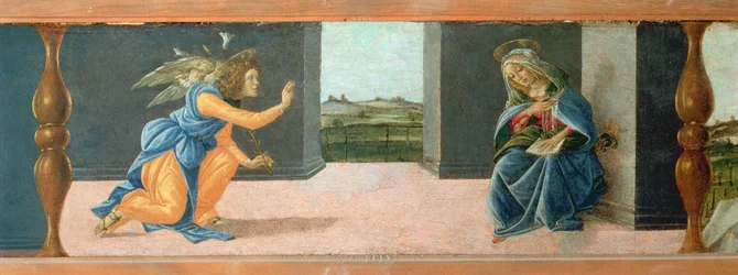 The Annunciation, predella panel from the Altarpiece of St Mark, c.1488-90